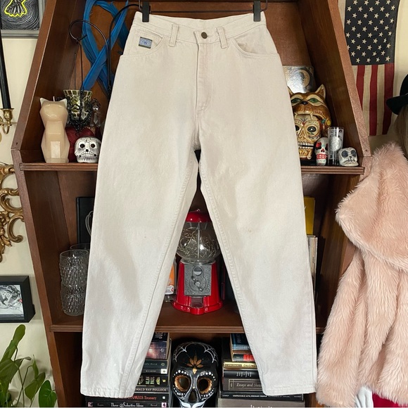 Vintage Wrangler - Cream Tapered Mom Jean Denim Jeans - size 8